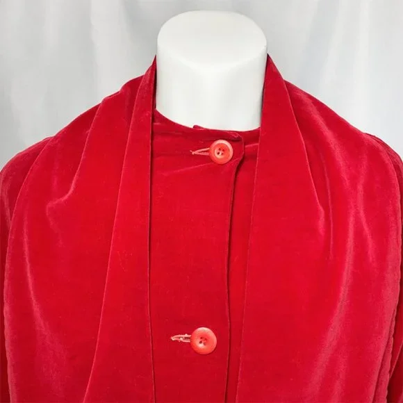 VINTAGE 1930'S Handmaid's Tale Holiday Velvet Maxi Coat w/ built in scarf - Picture 5 of 8